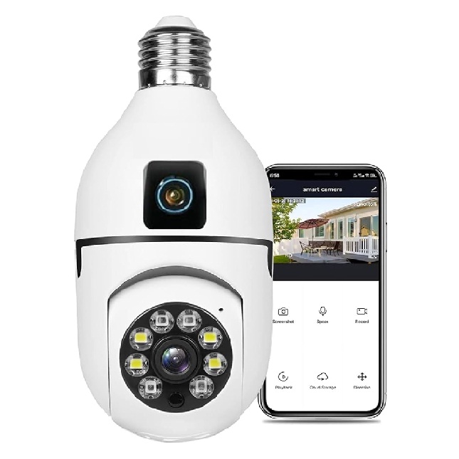 Double-Lens-PTZ -Bulb-System-360-Degree-IP-Camera-BD-rice-in-Bangladesh